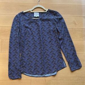 Akris Punto silk blue and black print blouse - 2